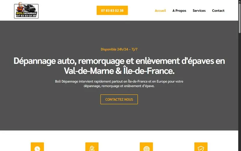 Capture sur ordinateur du site Boli Dépannage